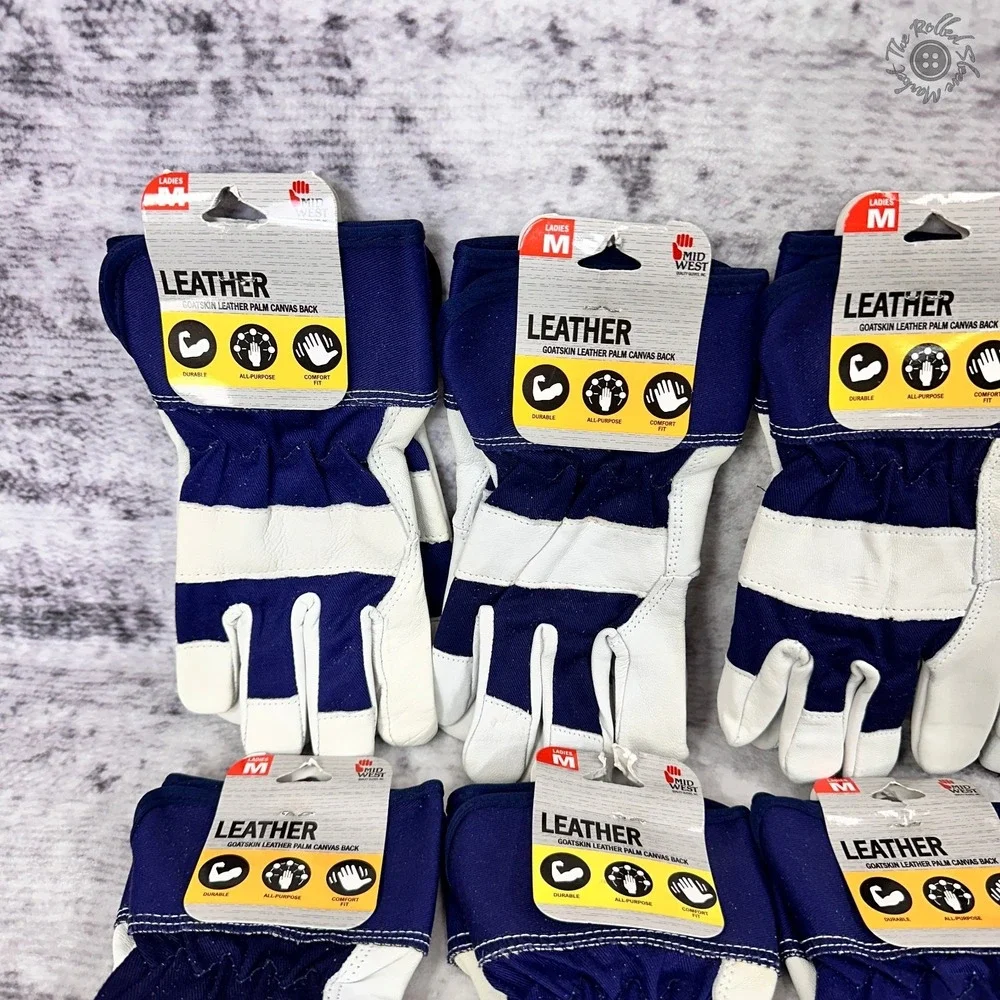 New Lot of 8 Midwest Quality Gloves Ladies‎ Medium Goatskin Leather Work 3378M2